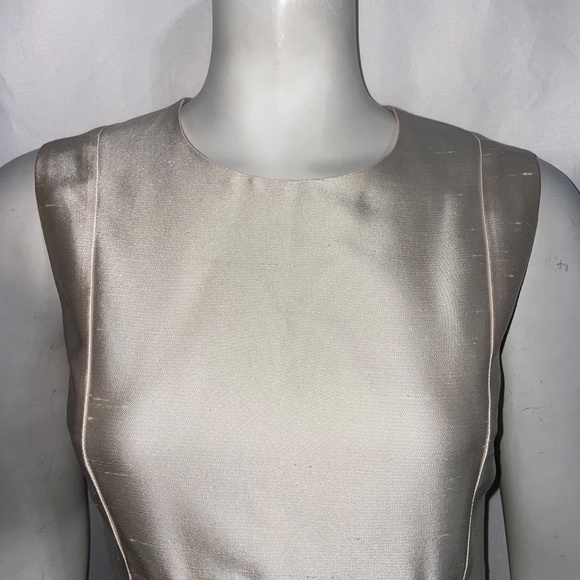 Michael Kors Silk Sleeveless Shift Ivory Dress Embellished Crew Neck Size S - Picture 2 of 8